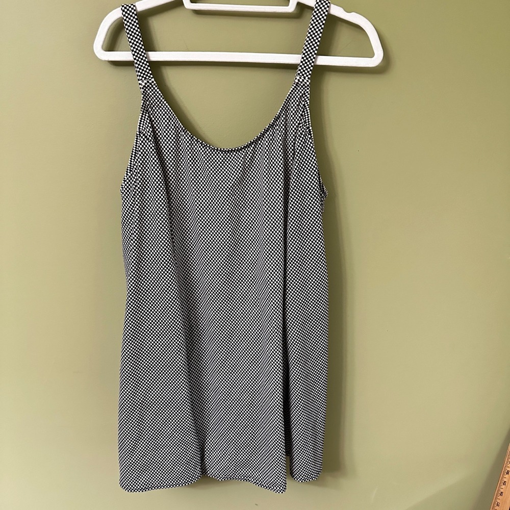 Esther Williams Black White Checkered Tankini Top Swimsuit Size 24 Vintage Retro